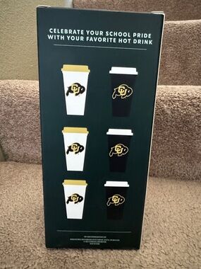 Starbucks CU Black and White Cup Set with Gold Accents